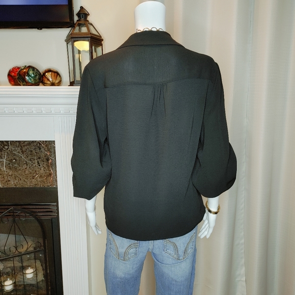 Luxe Apothetique Cross front V-Neck Blouse, Black L - Picture 5 of 8